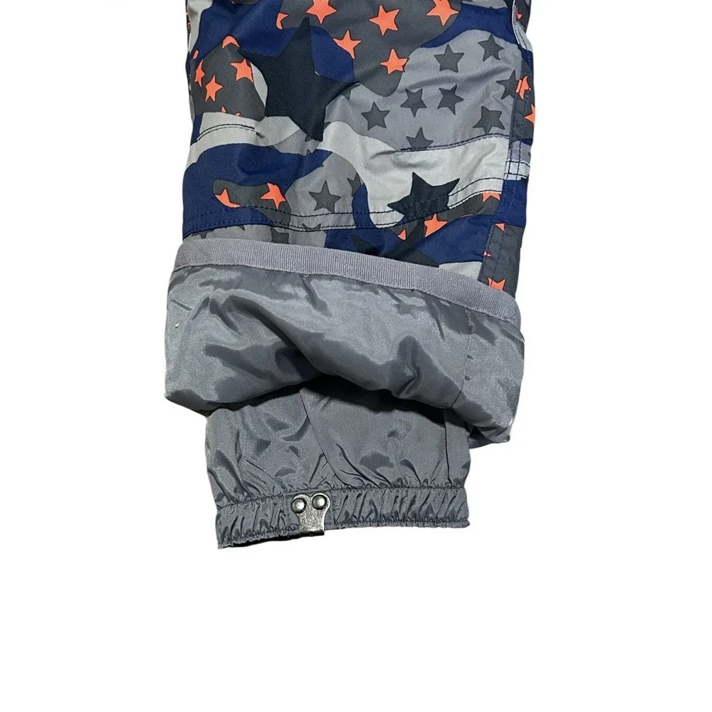 Boden Kids Snow Pants Star Camo Blue Gray Orange Size 3–4Y Waterproof NWT